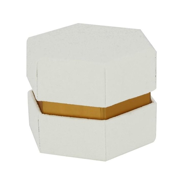 SCATOLA ESAGONALE 10XH7.5 VELLUTO BIANCA MARTELLATA